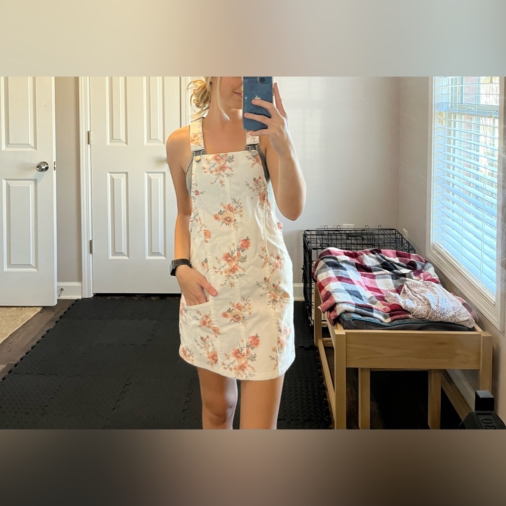 White floral overalls